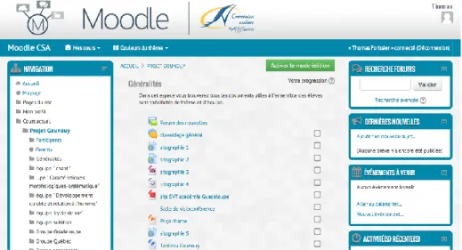 Fig. 2. The Moodle interface for teams working on the frog 