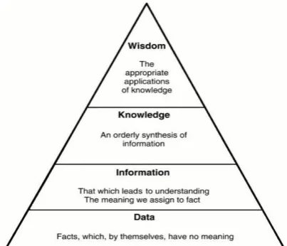 Figure 2. 5 The data-information-knowledge-wisdom (DIKW) hierarchy Source: (Hurwitz et al., 2000) 
