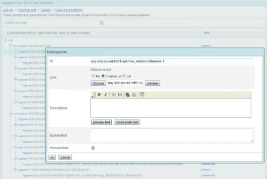 Figure 2.3. Game component content editor showing a dialogue screen to enter a conversation fragment 