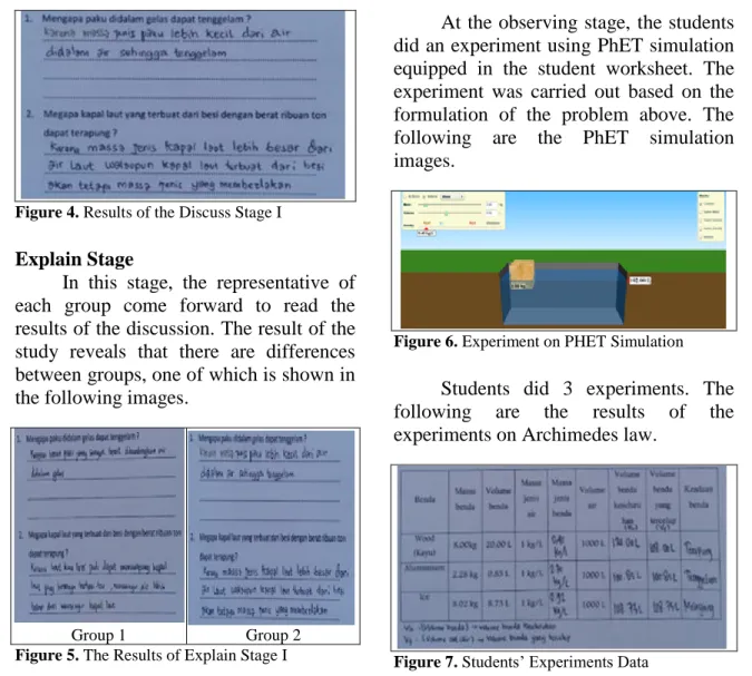 Figure 6. Experiment on PHET Simulation 