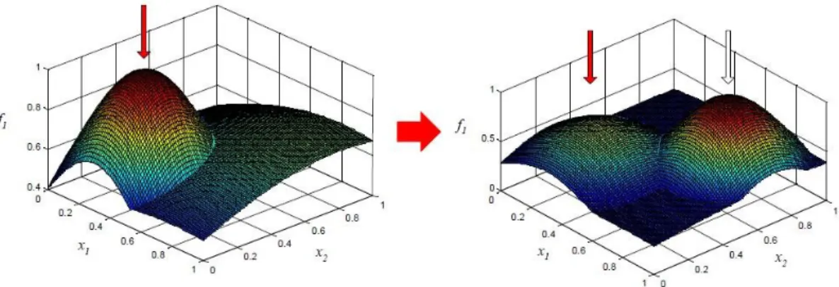 Figure 2.1 Dynamic changes occurring in the fitness landscape 