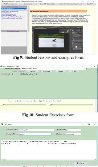 Fig 9: Student lessons and examples form . 