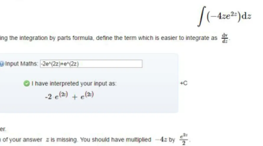 Figure 3. An example CalculEng question, including a student’s “common mistake” incorrect answer,   and the system’s feedback appropriate to that particular “common mistake”