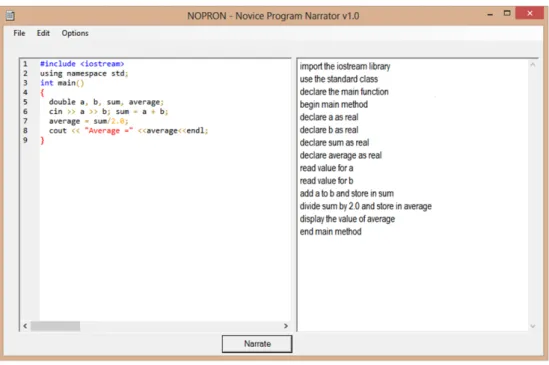 Figure 5.2: NOPRON in action, narrating the average of two numbers