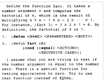 FIGURE 4 A FRAGMENT OF THE LISP TUTOR IN ACTION 