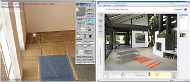 Figure 3-5: Collaborative Product Reviewer - carpet design visualisation tool allowing 3D designs of a carpet to be positioned and superimposed onto a real photo (Bourguignon et al., 2009)