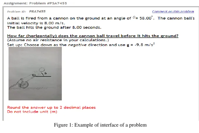 Figure 1: Example of interface of a problem