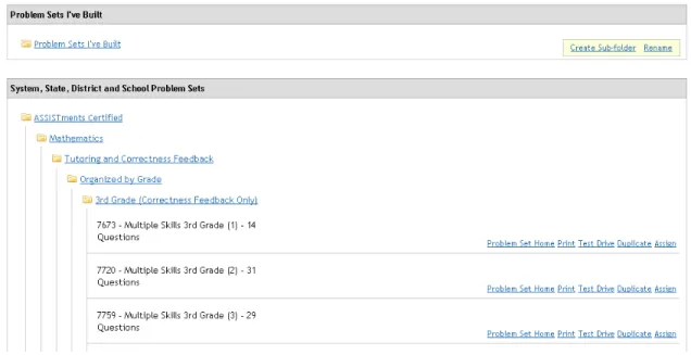 Figure 3.7: (Original design) Class’ assignments page, browsing content