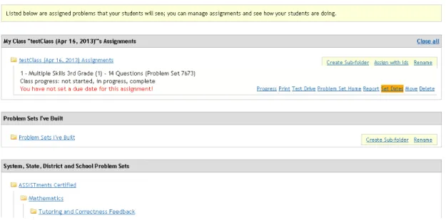 Figure 3.8: (Original design) Class’ assignments page, after assigning