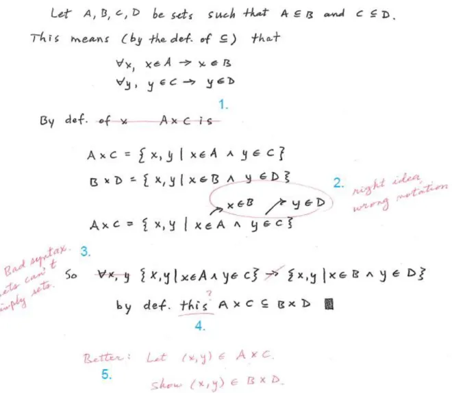 Figure 2. Proof B with the professor’s comments. 