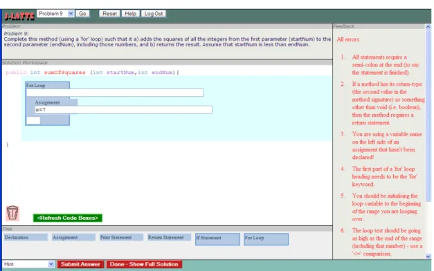Figure 5.2: J-LATTE Interface Layout (Coding Mode)