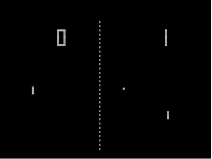 Figure 1. Screenshot of PONG from the Atari Arcade Hits #1 Software Title Released Hasbro  Interactive – A Conversion of the Original 1972 Atari Pong [Digital image]