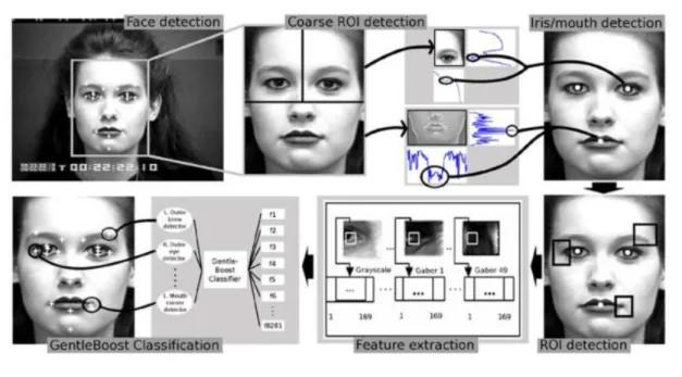 Fig. 1-8 Overview of the system based on PCA and SVM for detection of Action Units and emotions
