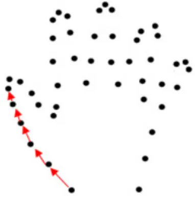 Figure 4 - Contour Definition: In black standard definition as the set of points, in red the vector representation 