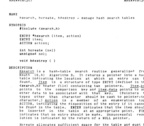 table founo. <search.h> 