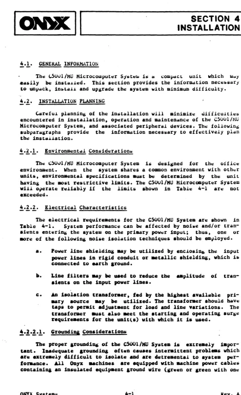 Table 4-1. .ore System perfo~nce can be affected by noi~e aients enteri~ the systew on the primary power inpul; of the followin& isolation techniques .houle 