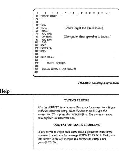 FIGURE 1. Creating a Spreadsheet 