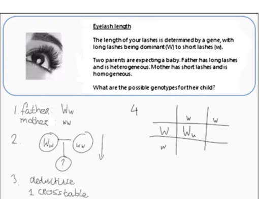 Fig. 2 Still from one of the video modeling examples showing how the model is able to write out the problem-solving steps underneath the problem statement