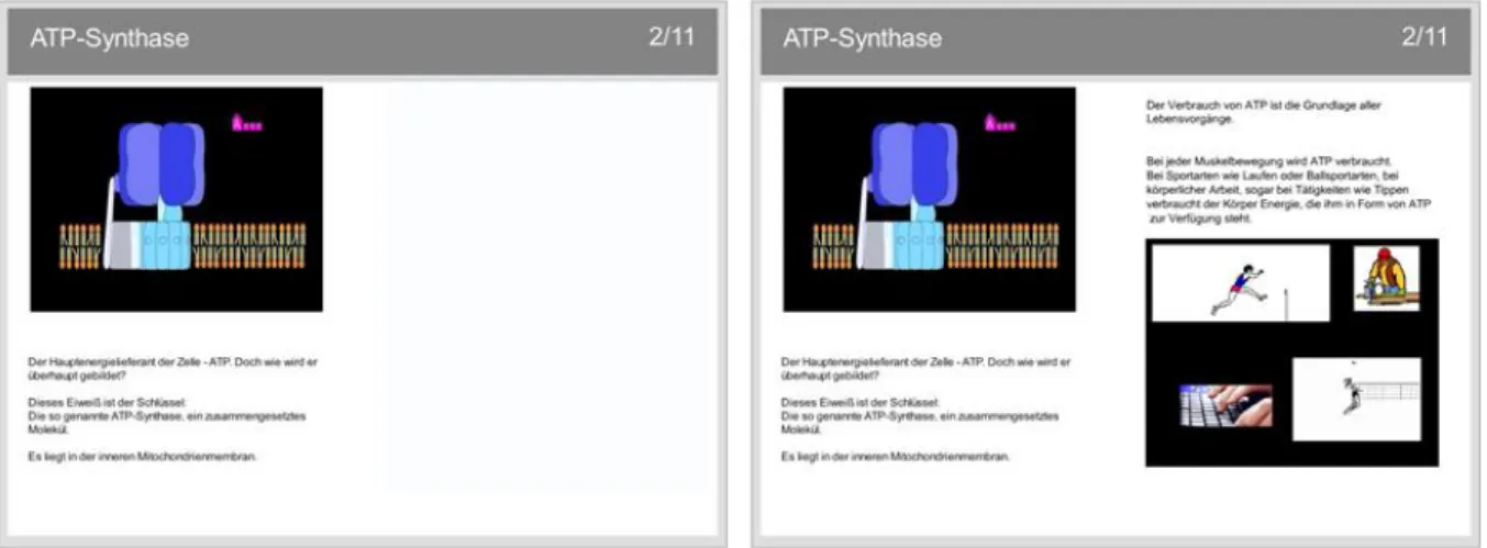 Figure 1. Example slide of the learning instruction with and without seductive details