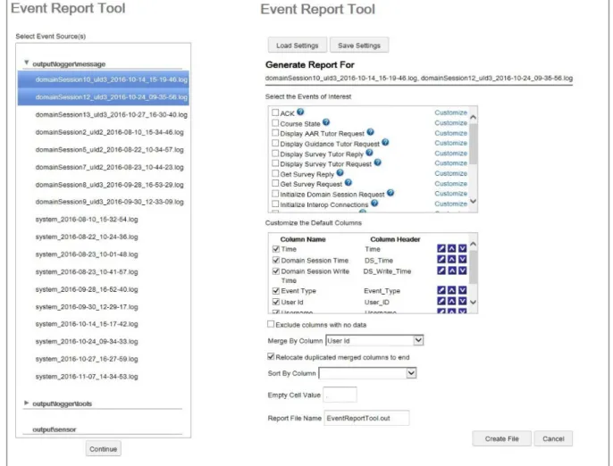 Figure 4. The document selection screen (left) and report generation selection page (right) from the  Desktop version of the ERT