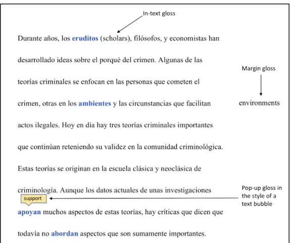 Figure 1. Example locations of glosses. 