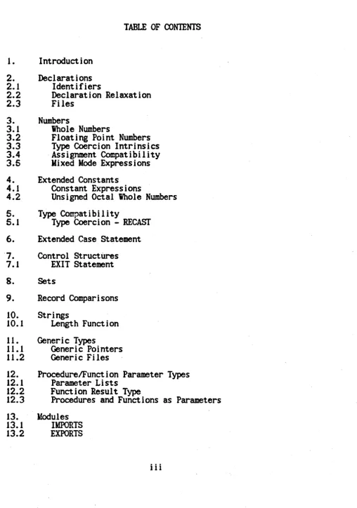 TABLE OF CONlENTS 