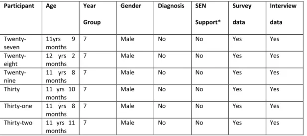 Table 4.9: Participant characteristics for non-autistic peer mentors in school four 