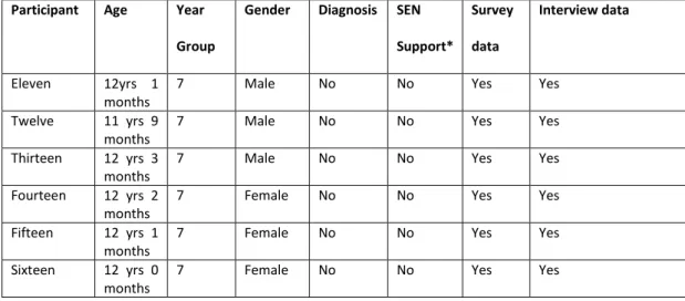 Table 4.5: Participant characteristics for non-autistic peer mentors in school two 