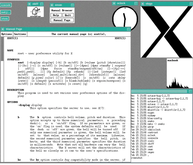 Figure 2.11: An Example of the X Window System in Execution (Liberal Classic, 2007) Software architectures can also have succint descriptions that inform users about some of their inner details