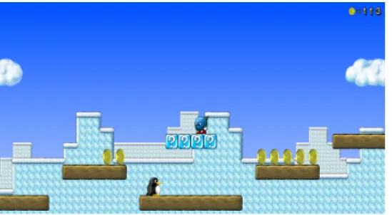 Figure 3.2: Platformer Screenshot: A platformer is a game the player navigates through a level, avoiding obstacles to reach an objective.