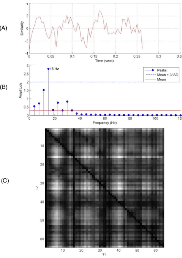 Figure 3.6: Using method by Cutler and Davis (2000), above is the siginal plot, in the middle is the stem plot and below is the similarity plot from window 2