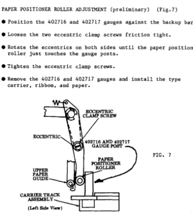 FIG. 7 PAPER POSITIONER ROLLER ADJUSTMENT (final) 