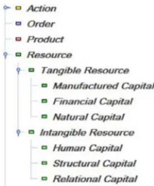 Figure 1: Schematic resource class structure of tangible and intangible capital  Financial capital is the sum of available financial resources  that are utilized to fund the organization’s operation