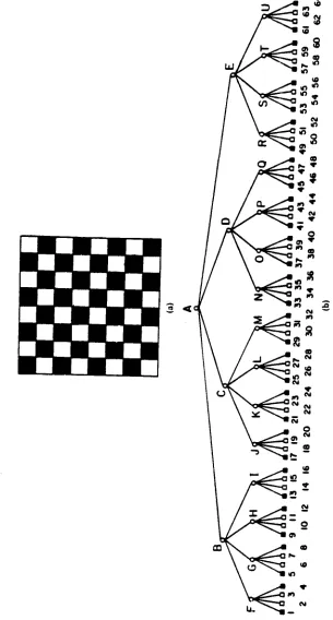Figure 2.D. A checkerboard pattern and its quadtree, representing worst-case efficiency [SAME84b]
