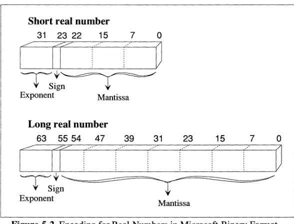 Figure 5-2 Encoding for Real Numbers in Microsoft Binary Format 
