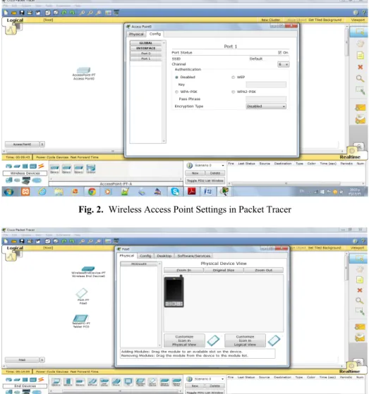 Fig. 2.  Wireless Access Point Settings in Packet Tracer 