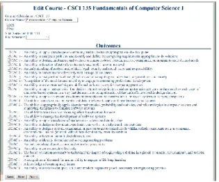 Figure  3  below  shows  the  report  generated  by  the  AbOut  software.  If  faculty  wish  to  make  changes  to  course  outcomes  that  may  affect  coverage  to  student  outcomes,  the  faculty  refer  to  this  table  to  make  sure  sufficient  c