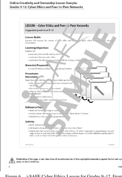 Figure 6.   i-SAFE Cyber Ethics Lesson for Grades 9–12. From [19]. 