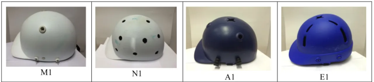 Fig. 1. Helmets with different vent designs used in the study 