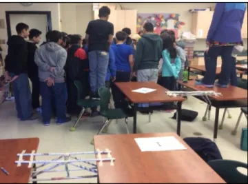 Figure 11. Bridge testing demonstration from #2 "Structures and Mechanisms" 