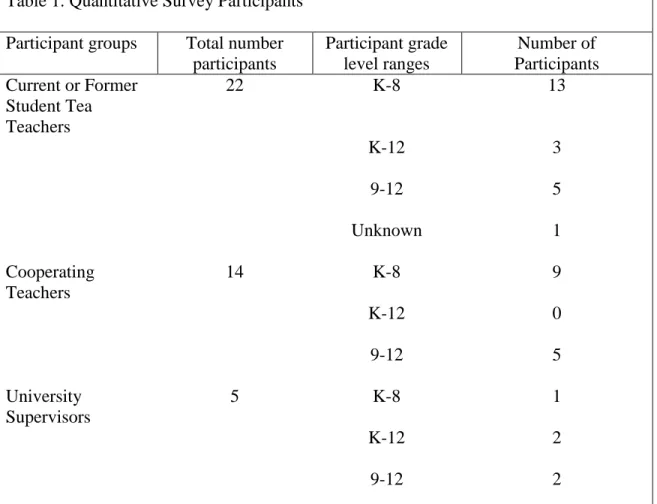 Table 1. Quantitative Survey Participants  Participant groups  Total number 