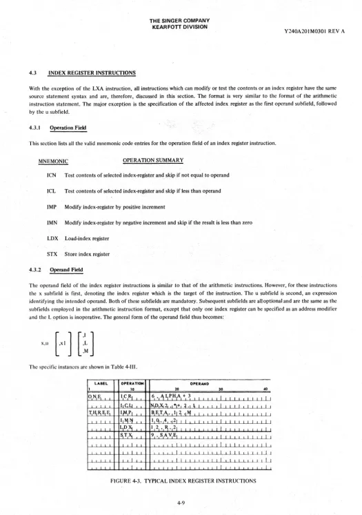 FIGURE 4-3. TYPICAL INDEX REGISTER INSTRUCTIONS 