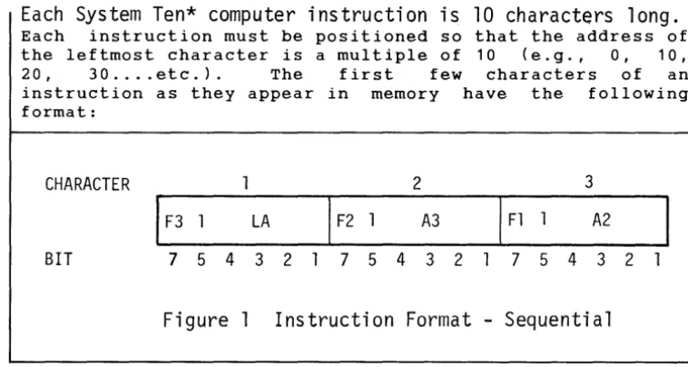 Figure 1 Instruction Format - Sequenti a 1 