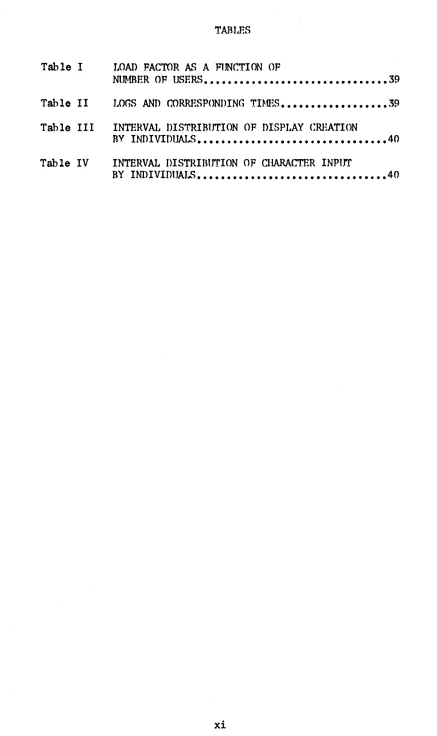 Table I J"OAD FACTOR ~C; A FtJNCTION OF NUMBER OF tJSERS ••••••••••••••••••••••••••••••• 