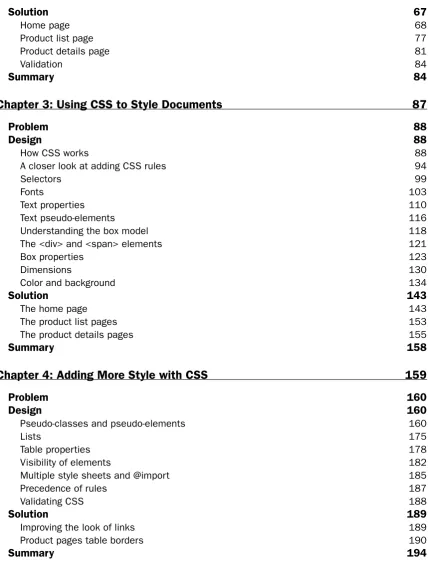 Table properties 
