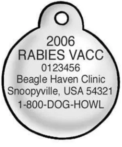 Figure 11-1: A rabies tag indicates that your Beagle is current on his rabiesimmunization.
