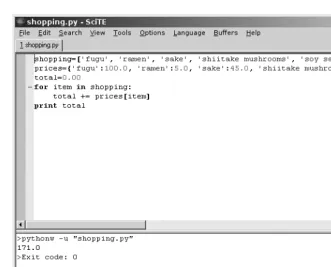 Figure 2-1. Editing Python code with SciTE (www.scintilla.org/SciTE.html)