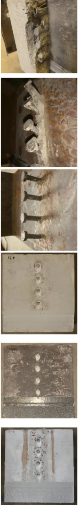 Fig. 21. Failed specimens: a) Unreinforced HSC, b) Reinforced HSC, c) UHPC-B, d) UHPC-A_Heat, e)  UHPC-C and f) UHPC-D 