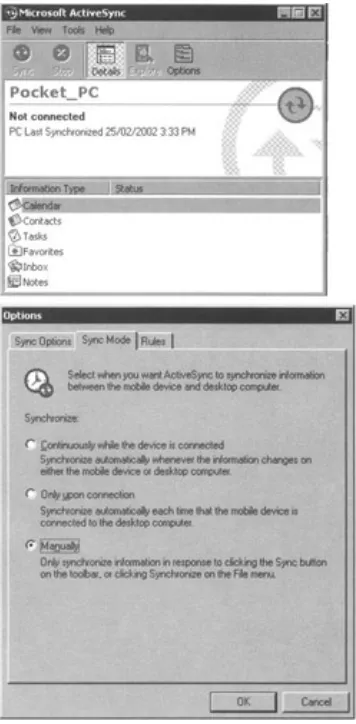Figure 1.4: ActiveSync menu.There's much more to say about these units, but let's cover that as we move forward in the book