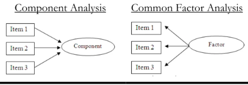 Figure 1. Directional Relationships in Component  Analysis and Common Factor Analysis